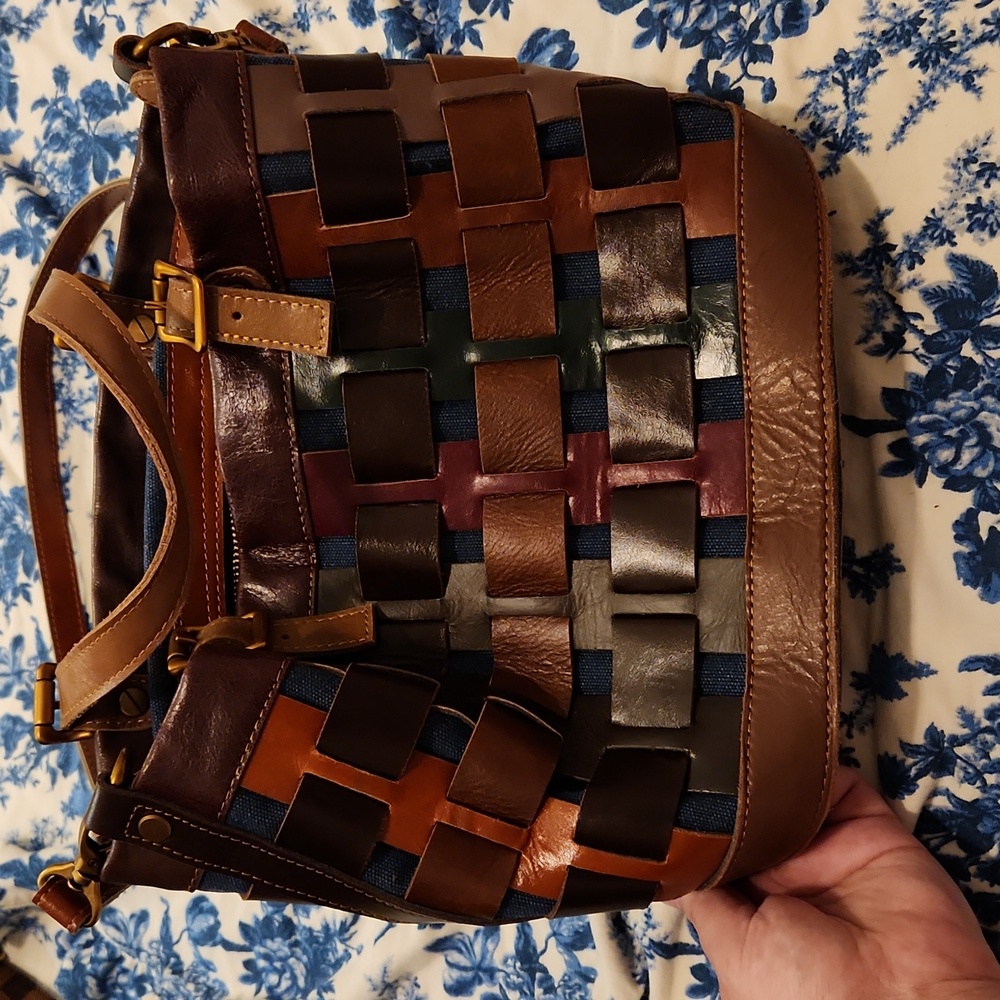 NWOT Amerileather Basketweave Woven Leather Bag